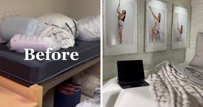 Student’s Sister Renovates Her Standard-Looking Dorm Room, Gets Praised For Her Incredible Skills