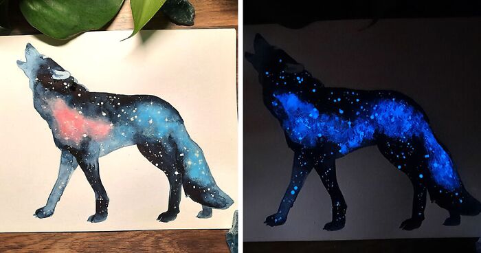 I Create Animal-Themed Watercolor Paintings That Glow In The Dark, Here Are My Best 24 Works