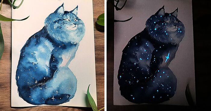 Glowy And Magical: I Create Animal-Themed Watercolor Paintings That Glow In The Dark (24 Pics)