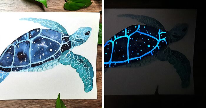 I Create Animal-Themed Watercolor Paintings That Glow In The Dark, Here Are My Best 24 Works