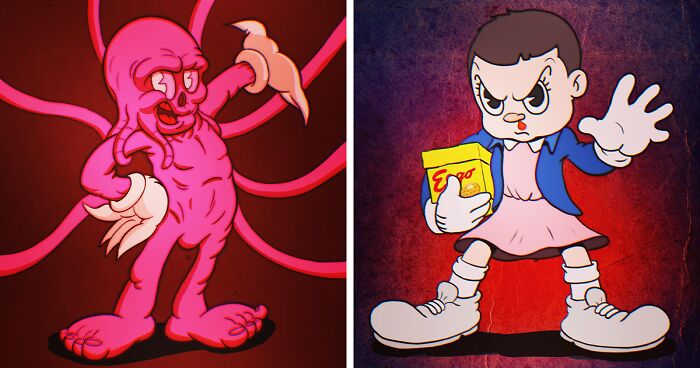 “Trapped” In The 1930s: Artist Draws Popular Characters In Rubber Hose Style (56 New Pics)