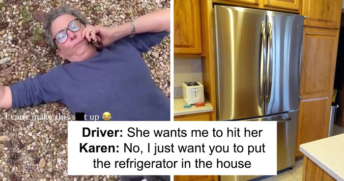 Karen Throws Her Body Under Delivery Man’s Truck To Force Him To Carry In The Fridge He Dropped Off