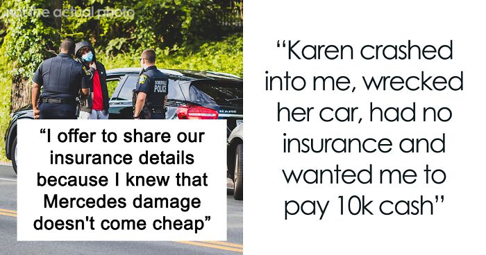 Delusional Karen Calls The Cops After This Guy Refuses To Pay For Her Car Damages Because She Crashed Into Him