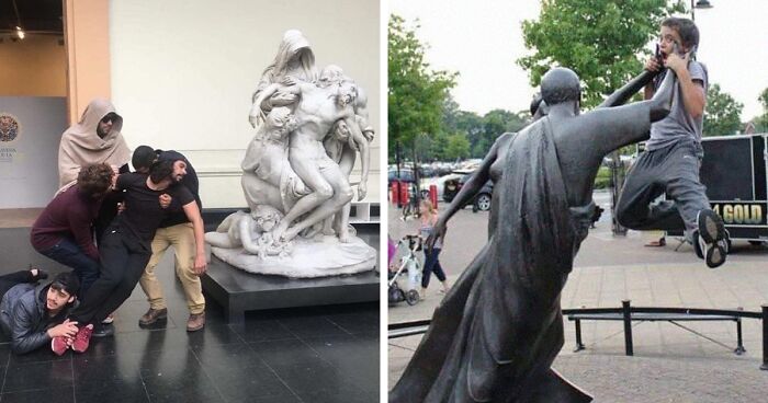 41 People Who Made The Absolute Most Of A Photo With A Statue And Ended Up On This Twitter Page