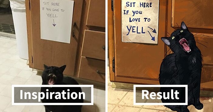 Artist Transforms Viral Cat Pics Into Hilarious Illustrations, And Here Are 70 Of The Newest Ones