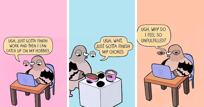 Artist Suffering From Anxiety And Depression Finds Therapy In Turning Her Life Into Comics Where A Pigeon Is The Main Character (70 Pics)