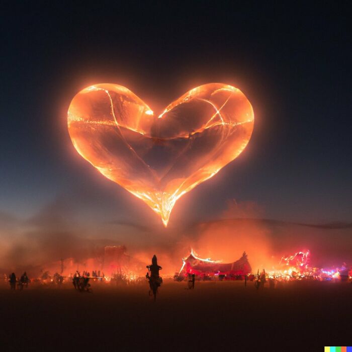 Heart shape formed by flame 