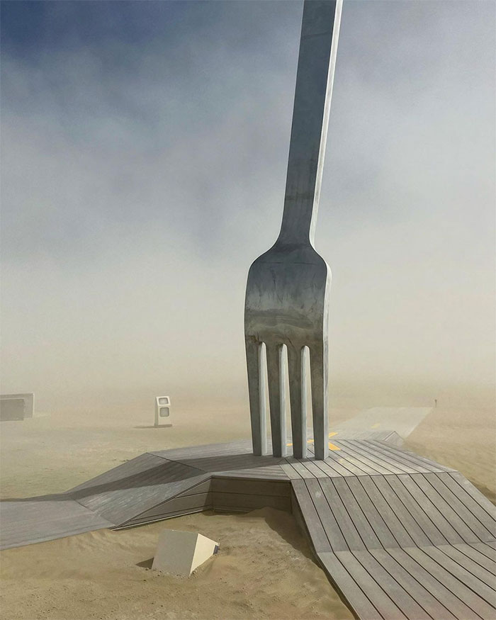 Fork installation in the desert 