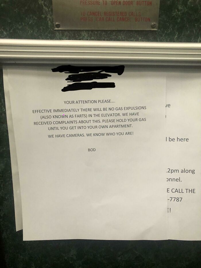 When The Hoa Needs To Place A Notice About Farting In The Elevator