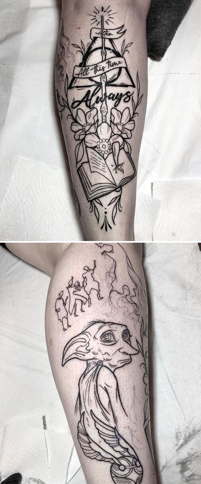 Harry Potter calf tattoo