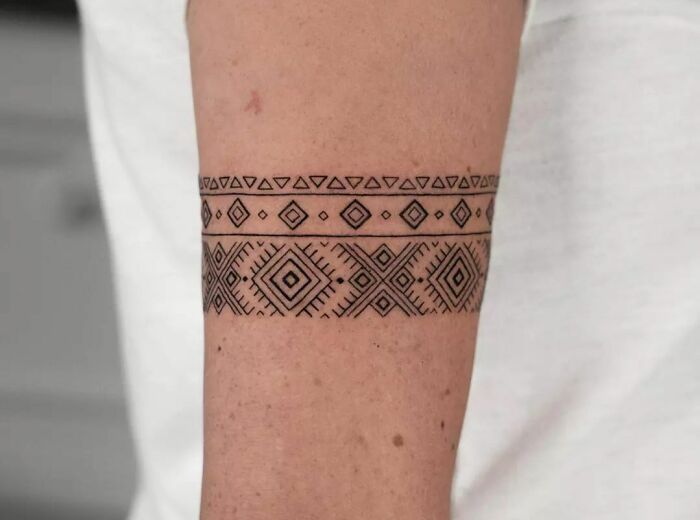 Tattoo tagged with: feminine, floral, arm band attoo, black | inked-app.com