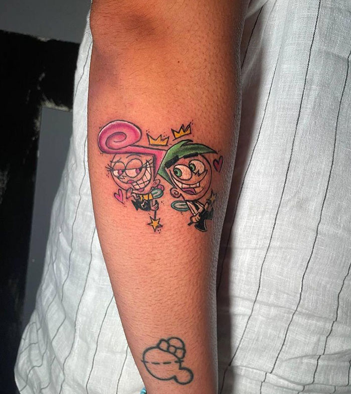 Tattoo uploaded by Matteo  Wanda  the two fairly oddparents done at  mrbeebodyartlondon     nofilterneeded nofilter cartoon  cartoonnetwork nickelodeon comic comics cartoony neotraditionaltattoo  neotraditional neotradstyle 