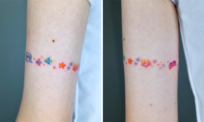Watercolor minimalistic armband tattoo