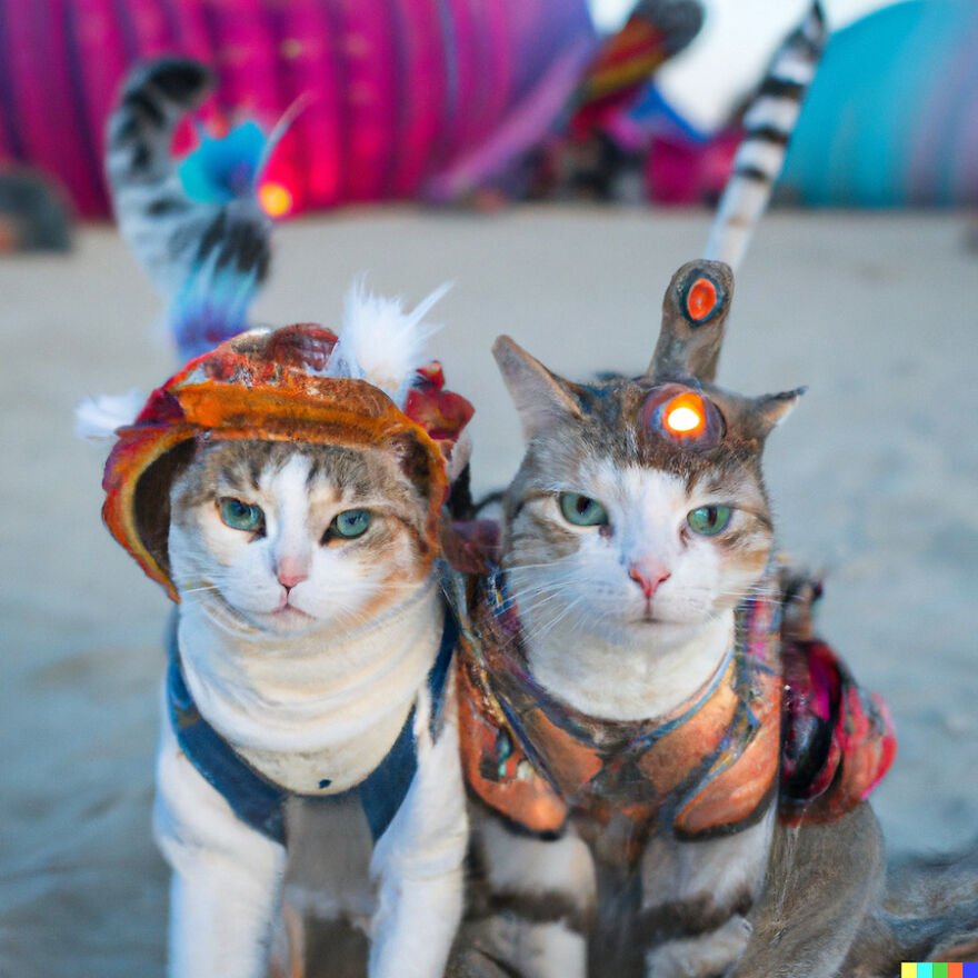 I Have Created Pictures Portraying Cats Taking Over The Burning Man With Ai (11 Pics)