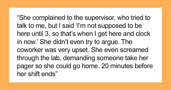 Woman Keeps Taking Advantage Of Coworker’s Earliness, Involves Supervisor After Being Confronted About It, Ends Up Regretting It