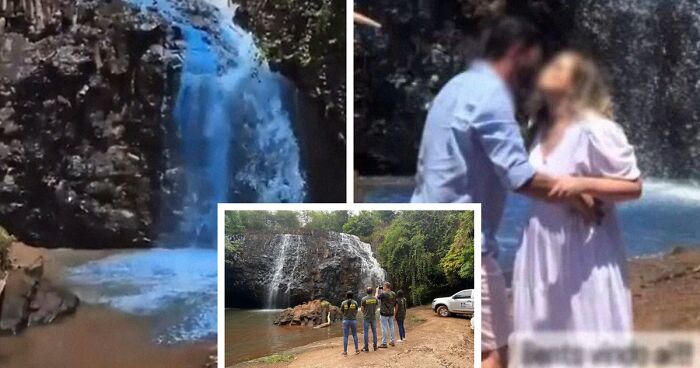 People Are Not Happy About This Couple Dyeing A Whole Waterfall To Reveal Their Baby's Gender