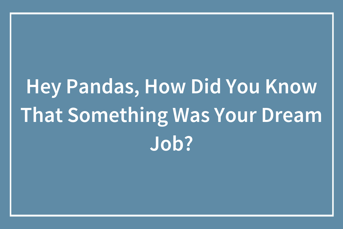 Hey Pandas How Did You Know That Something Was Your Dream Job Closed