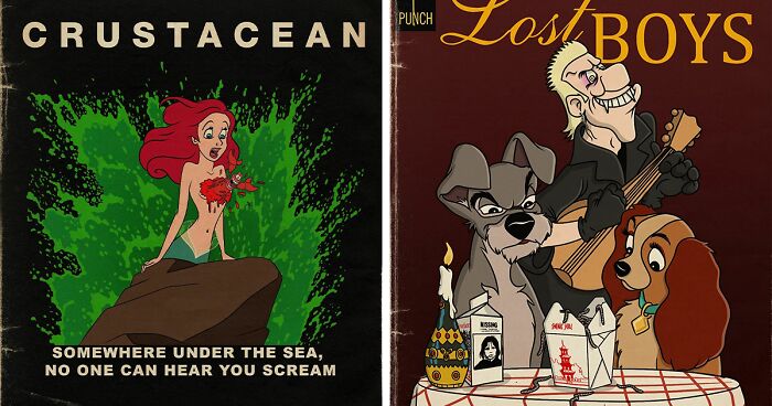 This Artist Uses Iconic Horror Films As A Reference To Turn Classic Cartoons Into Terrifying Movie Posters (50 Pics)