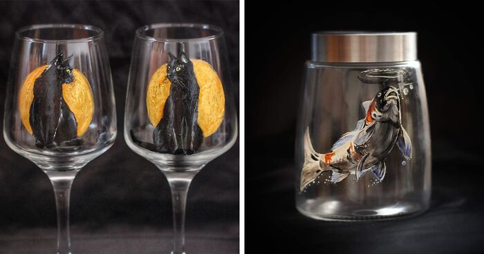 I Do Detailed Hyperrealistic Paintings Of Animals On Various Glassware (20 New Pics)