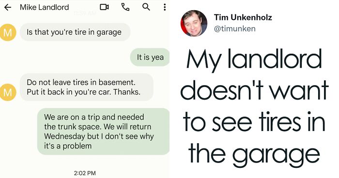 Landlord Is Upset That Tenant Keeps A Spare Tire In His Garage