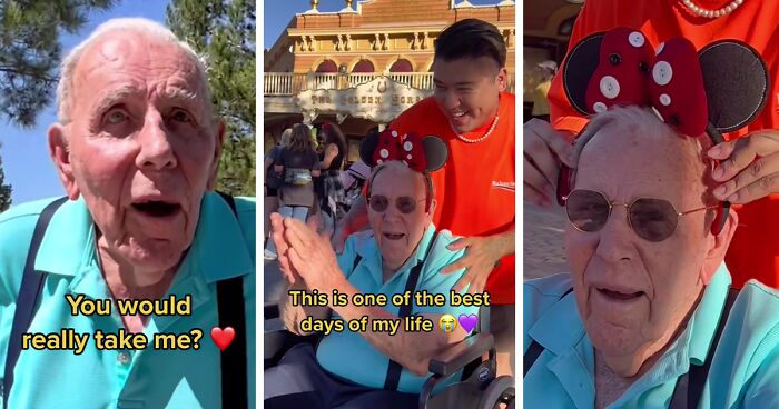 People Cry Tears Of Joy After Watching Viral Video With 3.3M Likes Of Young Man Inviting A 100-Year-Old Veteran To Disneyland