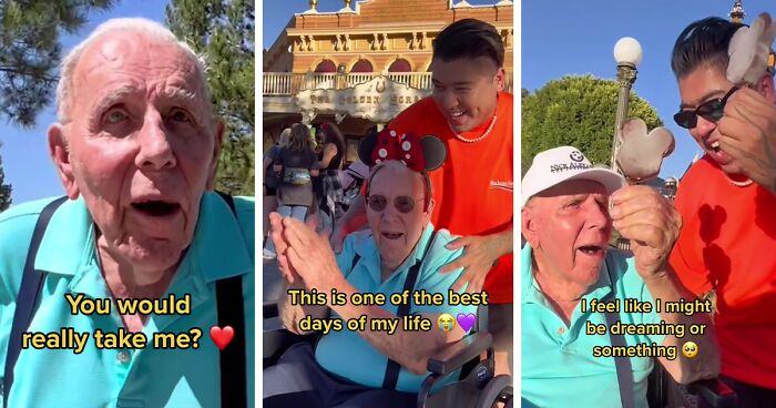 “This Is One Of The Best Days Of My Life”: 100-Year-Old Veteran Chokes Up After Being Taken To Disneyland By Young Stranger