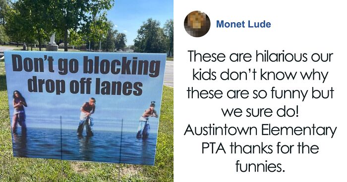 Ohio Elementary School Sets Up 7 Comical Drop-Off Signs With Various Pop Culture References