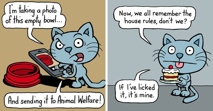 Artist Makes One-Panel Cat Comics That Perfectly Capture The Nature Of Cats (51 Pics)