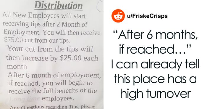 Folks Online Are Outraged After Seeing This “New Employee Tip Distribution” Scheme That Only Tips Employees 2 Months After They’re Hired