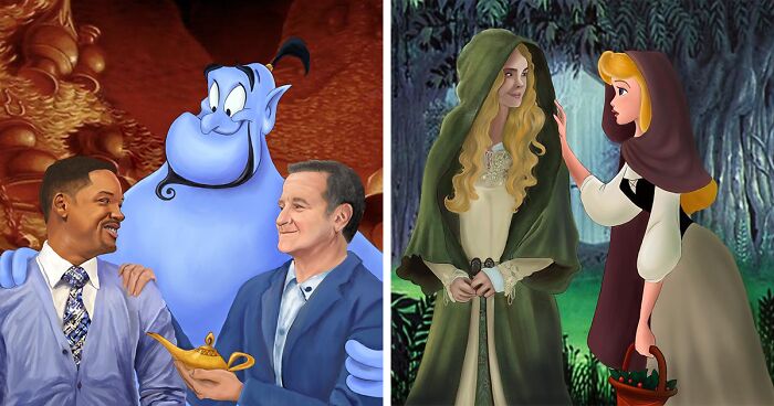 This Artist Illustrated Disney Cartoon Characters Meeting Their Movie Selves (16 Pics)