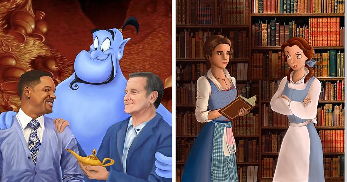 Artist Unites Disney Characters With Their Movie Versions In These 16 Illustrations