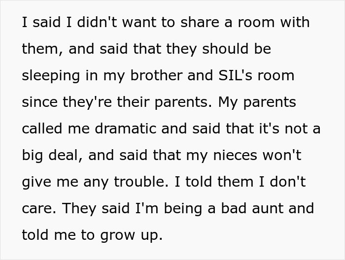 “[Would I Be The Jerk] If I Cancelled My Vacation Ticket Because My Family Wants Me To Share A Room With My Nieces?”