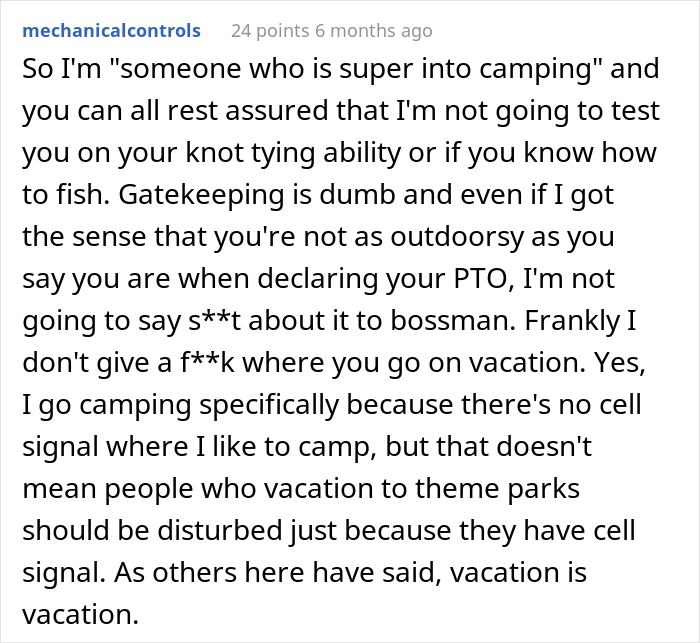 Worker Says They Lie About Camping To Set Boundaries Whilst On Vacation, Prompts Others To Share Their Tricks