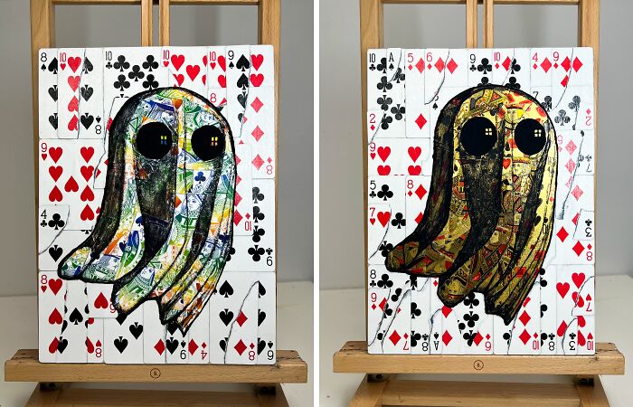 Ghost Artwork Made From Playing Cards By Elmo Hood (13 Pics)