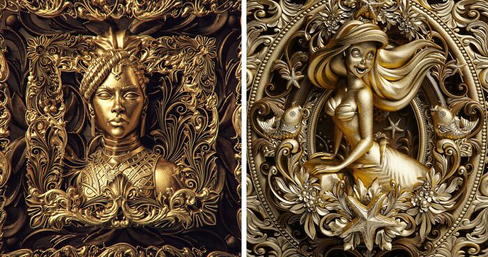 This Artist Made 3D Renders Of Famous Pop Culture Characters That Are 'Covered' In Gold, And Here Are His Best 21 Works