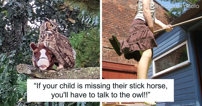 Man Captures Owl Flying Away With Child’s Hobby Horse Like A Witch Riding A Broom, Leaves The Internet In Stitches