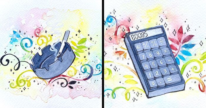 13 Objects That I Found On The Street Inspired Me To Paint Them Using Watercolors And Ink