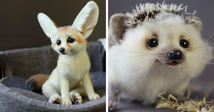 41 Miniature Animal Sculptures From Wool Made By This Artist