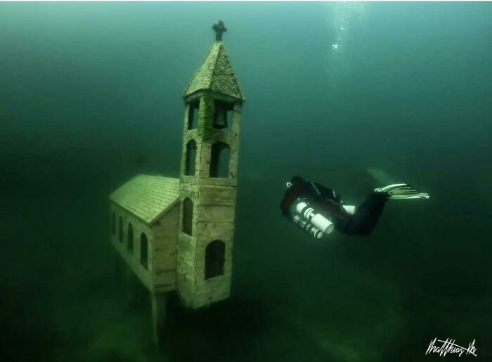 A Church Underwater, Located In Llsesee Via Undertow_photography