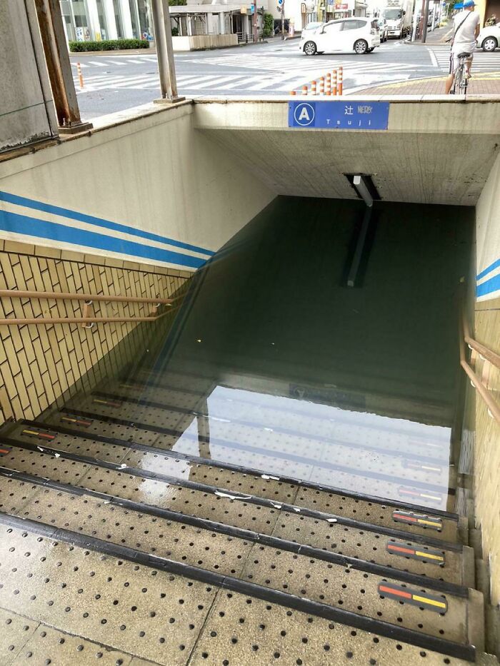 Pedestrian Passageway Flooded After Recent Rains In Shizuoka, Japan