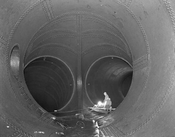 One Of The Water Tunnels Inside Diablo Dam In Washington