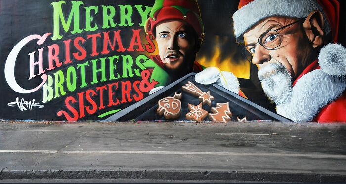 Christmas Street Art And Integration Of Street Art In The Urban Cities