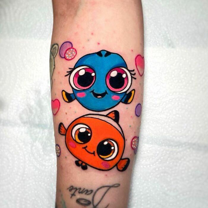 Cute Nemo And Dory Tattoo