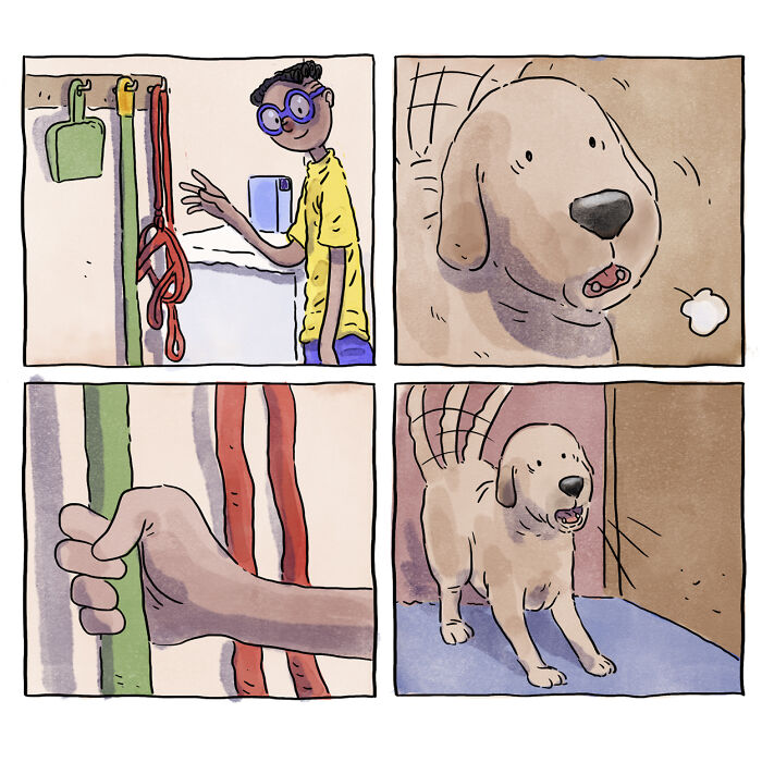 Artist Creates Heartfelt Comics About Life With A New Dog Without Using A Single Word (5 New Stories)