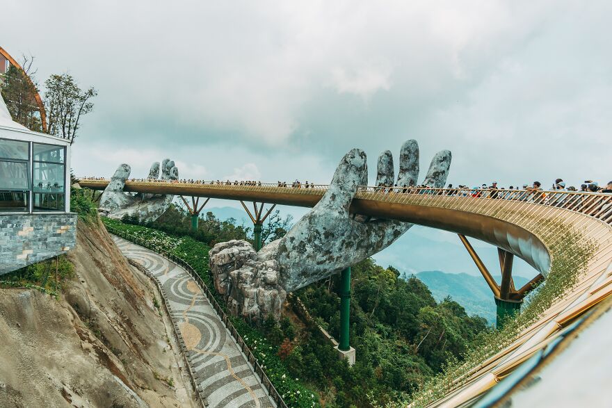 The Most Beautiful Golden Bridge In Vietnam At The Bana Hills