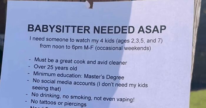 Master's Degree And 5 References: The Internet Is Roasting This Babysitter Ad With Insane Requirements