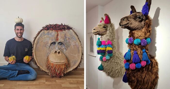 London-Based Artist Is Motivated To Produce Art That Helps Protect Endangered Animal Species By Reusing Discarded Materials For His Life-Like Sculptures (22 Pics)