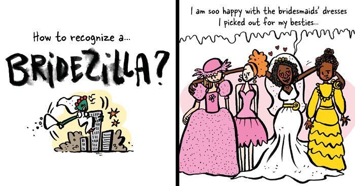 Having In Mind My Copper Wedding, I Have Collaborated With An Illustrator To Create 5 Typical Yet Funny Wedding Situations From The Bride's Perspective