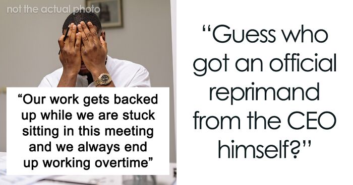 Boss Tells Employees Important Meeting With CEO Will Count As Their Lunch Break, They Maliciously Comply By Bringing Their Food And Embarrassing Him