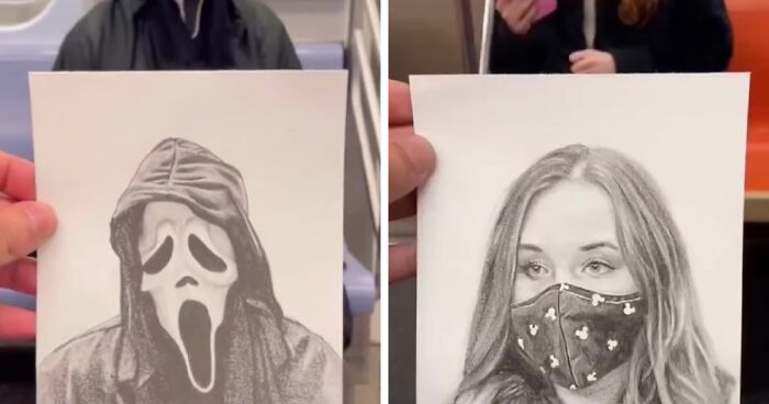 NYC Artist Spreads An Important Message 'You Matter' By Drawing Subway Commuters' Portraits And Surprising Them With The Results (27 New Pics)